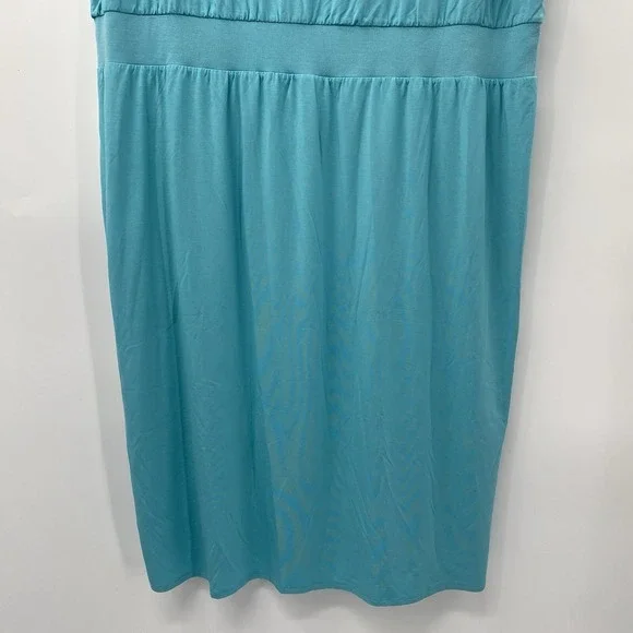 Athleta Santorini Cinch Dress Womens 3X Aqua Blue Modal Blend Sleeveless Midi - Picture 2 of 10